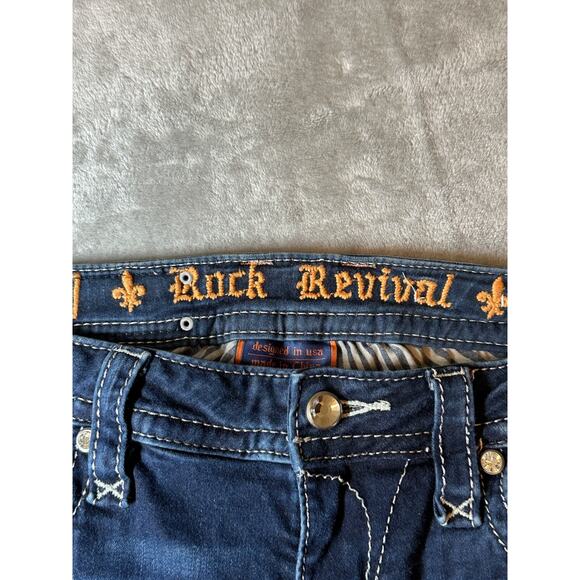 Rock Revival Nicci 26 Women's Jeans Skinny Fleur-de-Lis Embroidered Pockets - Picture 7 of 10